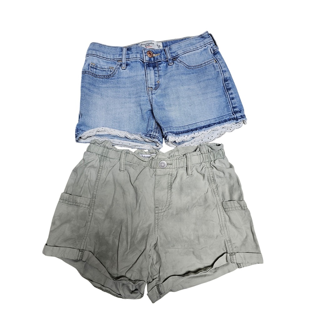 Abercrombie Kids Girls 9 10 Shorts Denim Lace Trim‎ & Khaki Paperbag Waist Lot